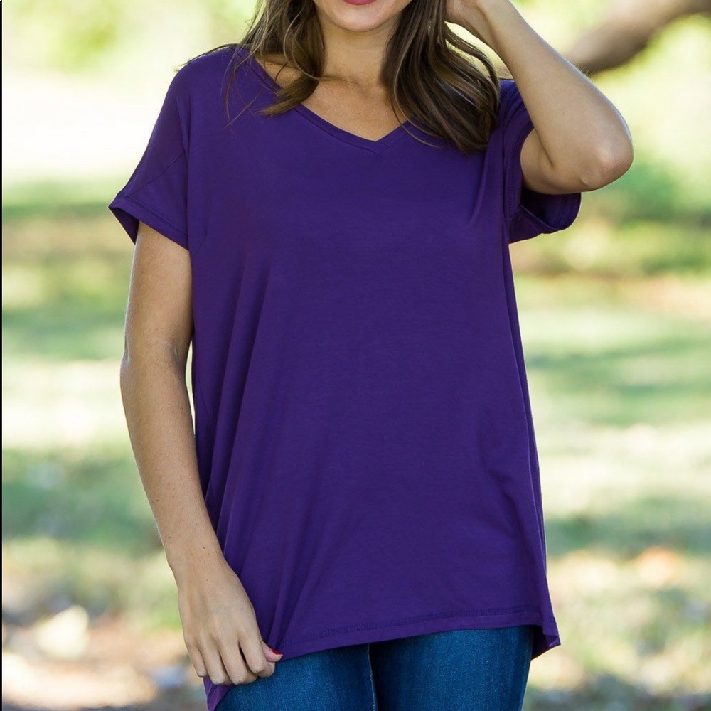 Piko Purple V Neck Tee